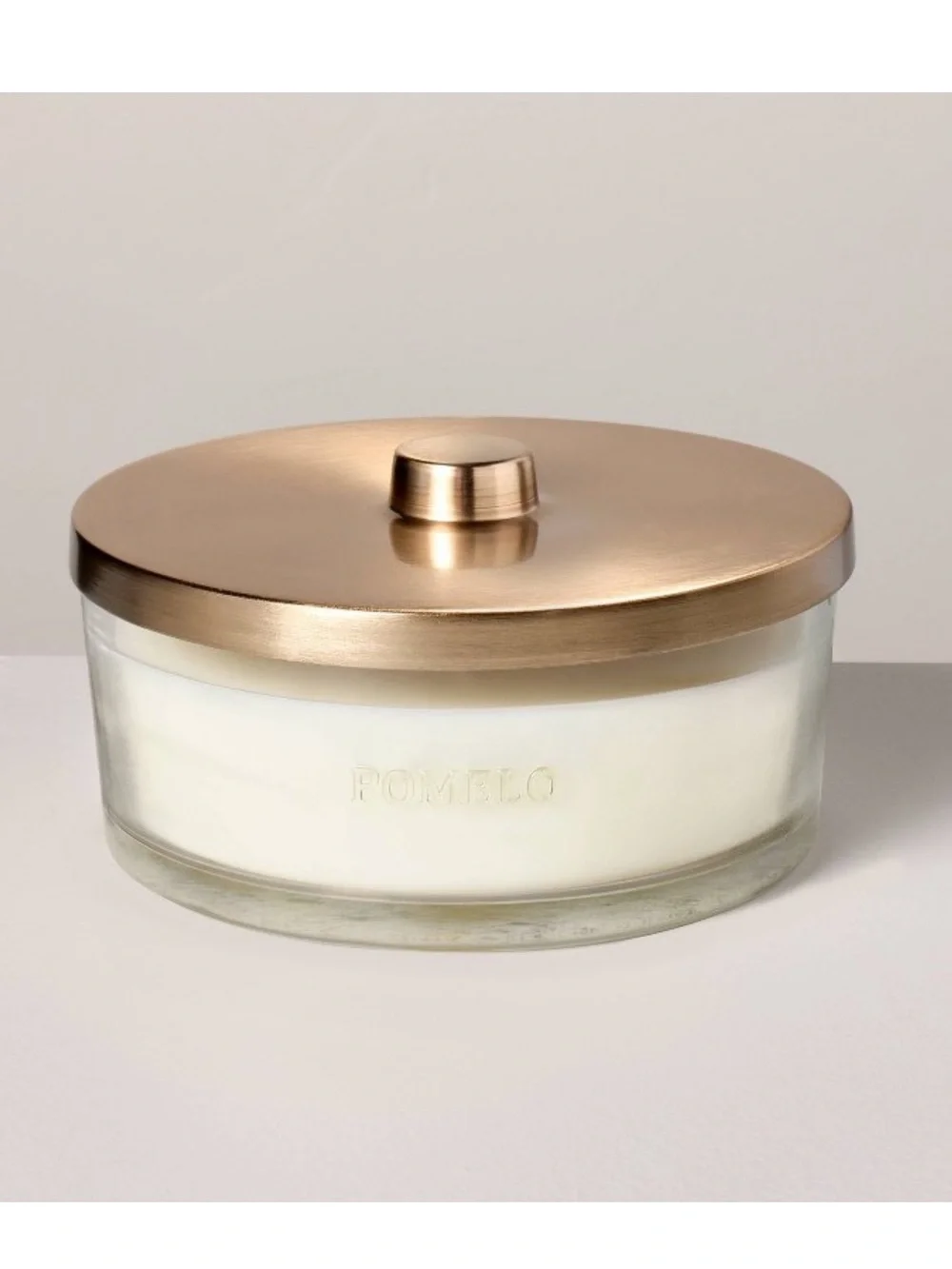 Hearth and Hand 5-Wick Clear Glass Pomelo Knob-Lid Jar Candle 28oz Gold